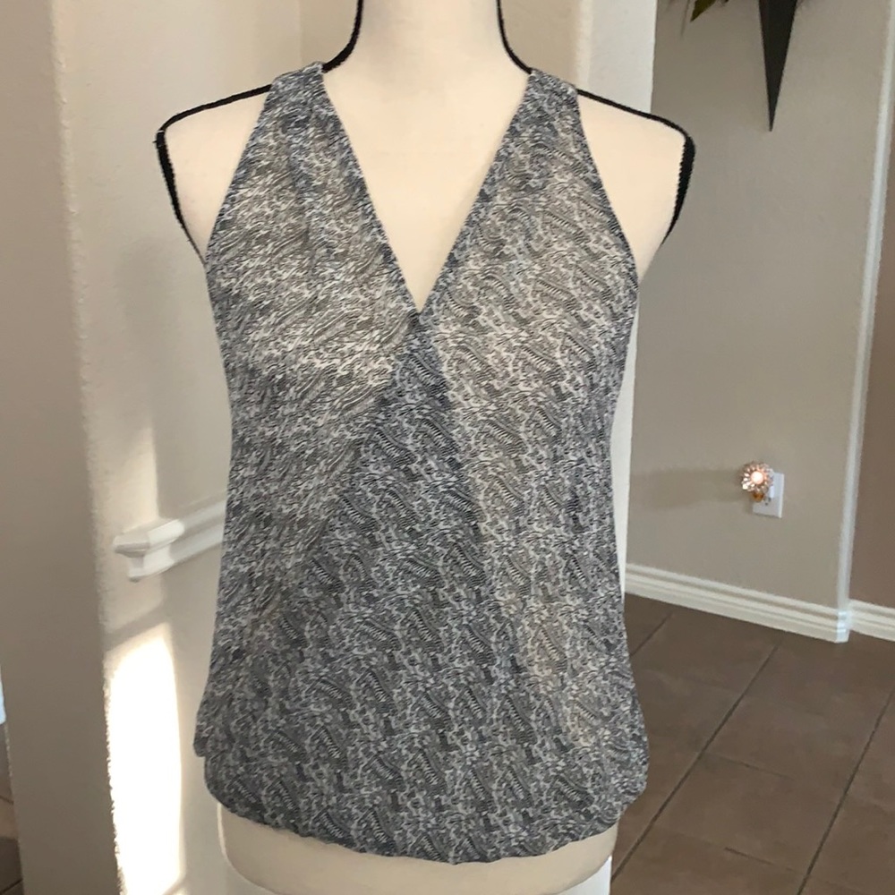 Rachel by Rachel Roy black & white sheer wrap  top size S